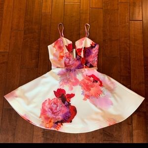 Pink and white floral dress in medium